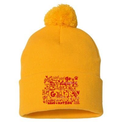 U.G.A Football Icons Comfort Colors Pom Pom 12in Knit Beanie