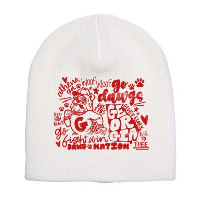 U.G.A Football Icons Comfort Colors Short Acrylic Beanie