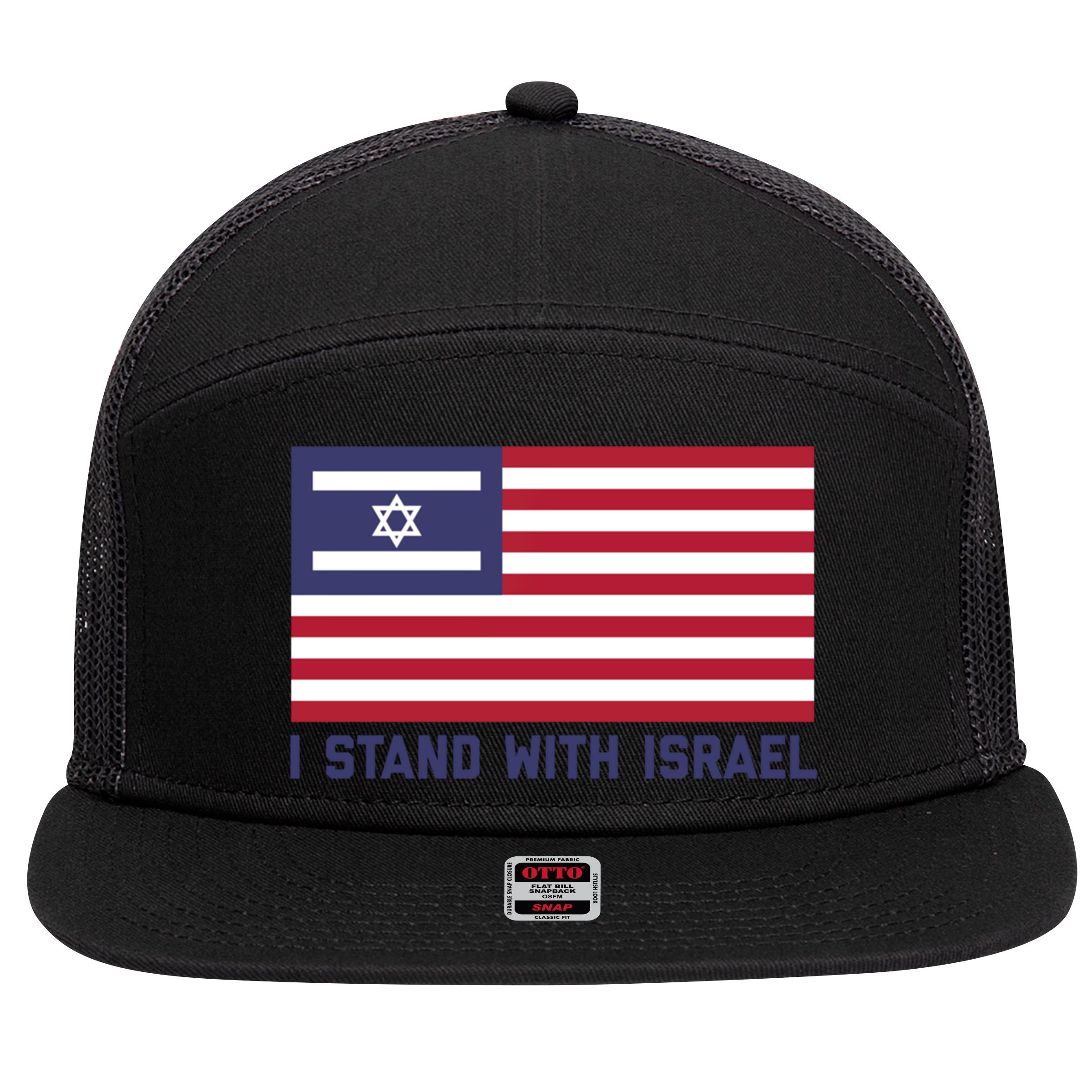 Us Flag Israeli Flag I Stand With Israel Gift 7 Panel Mesh Trucker Snapback Hat