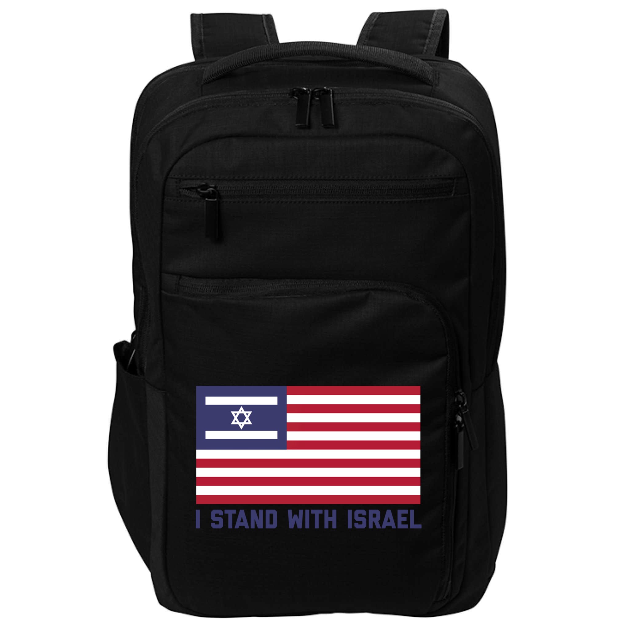 Us Flag Israeli Flag I Stand With Israel Gift Impact Tech Backpack