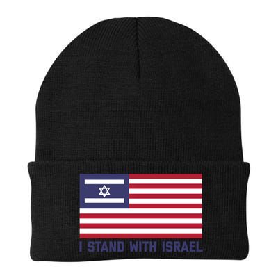 Us Flag Israeli Flag I Stand With Israel Gift Beanie