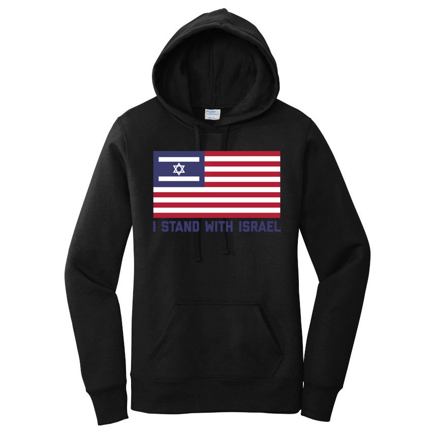 Us Flag Israeli Flag I Stand With Israel Gift Women's Pullover Hoodie
