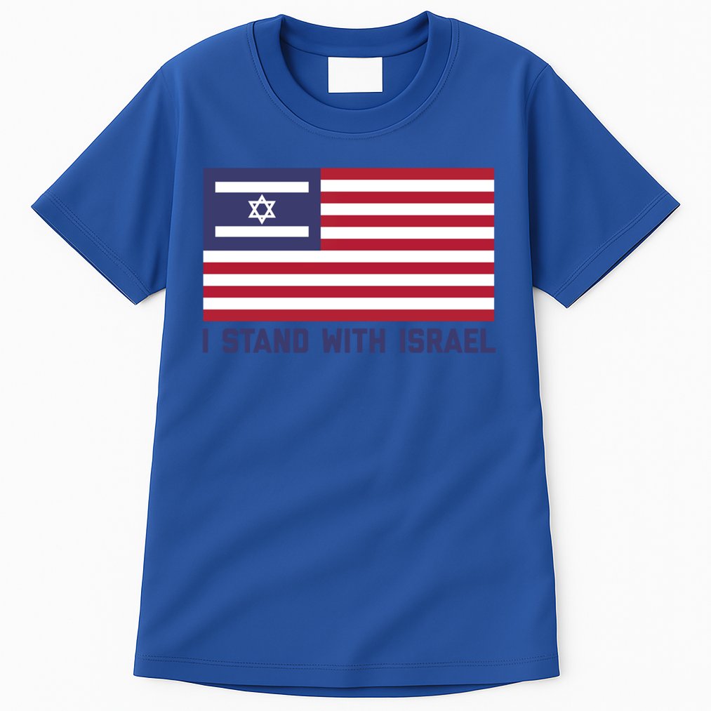 Us Flag Israeli Flag I Stand With Israel Gift Tall T-Shirt