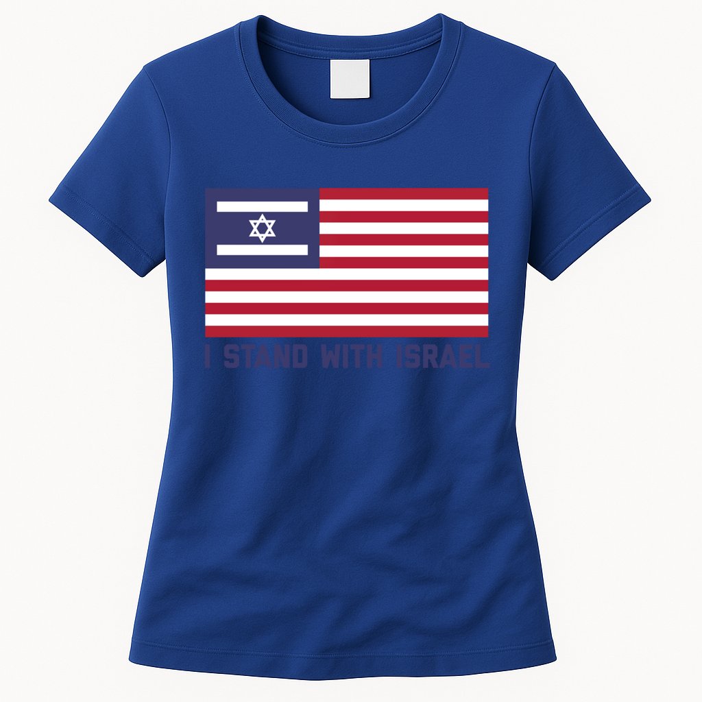 Us Flag Israeli Flag I Stand With Israel Gift Womens T-Shirt