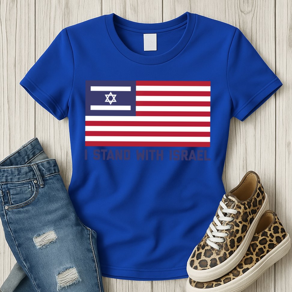 Us Flag Israeli Flag I Stand With Israel Gift Womens T-Shirt