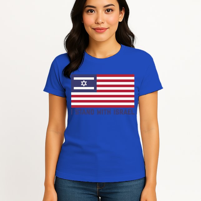 Us Flag Israeli Flag I Stand With Israel Gift Womens T-Shirt