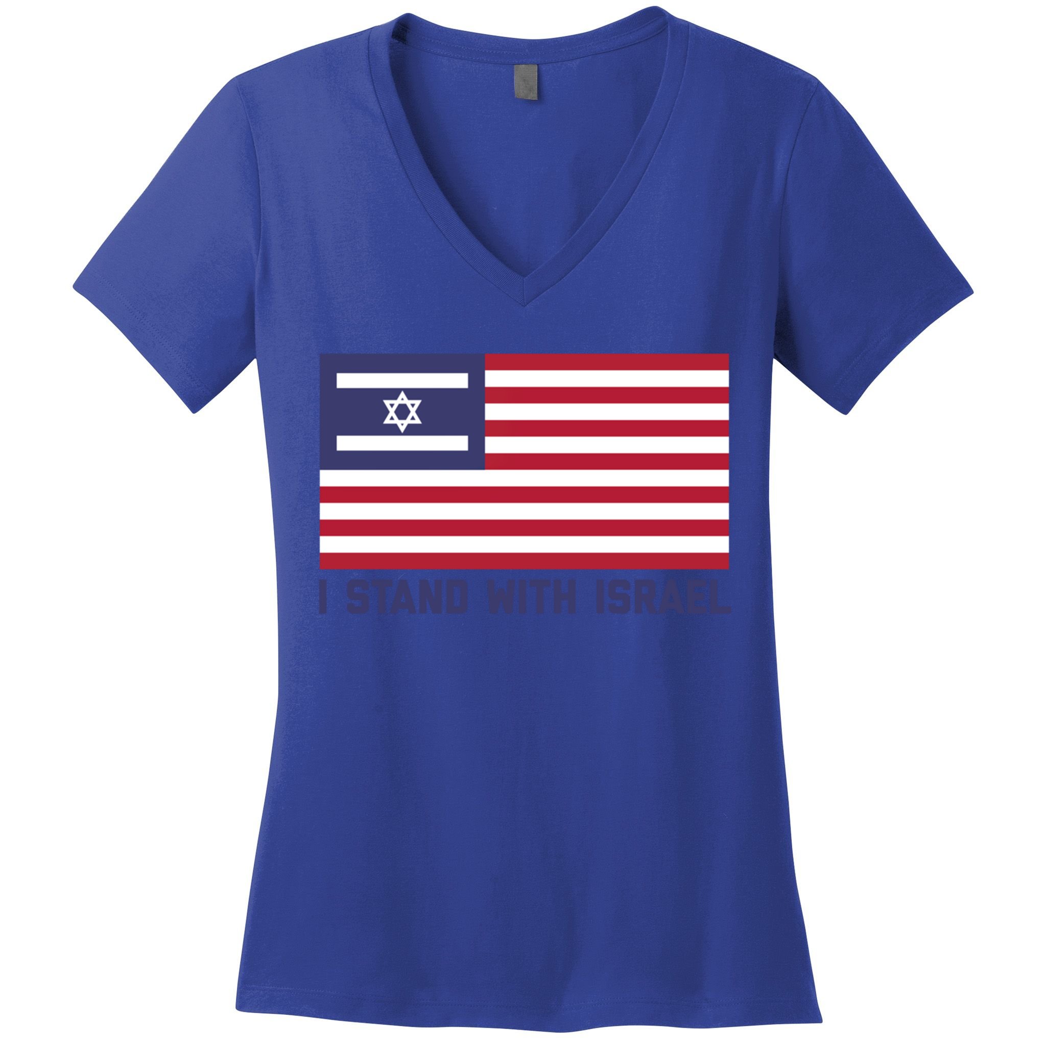 Us Flag Israeli Flag I Stand With Israel Gift Women's V-Neck T-Shirt
