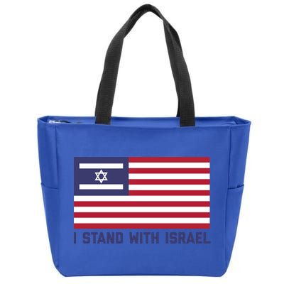 Us Flag Israeli Flag I Stand With Israel Gift Zip Tote Bag
