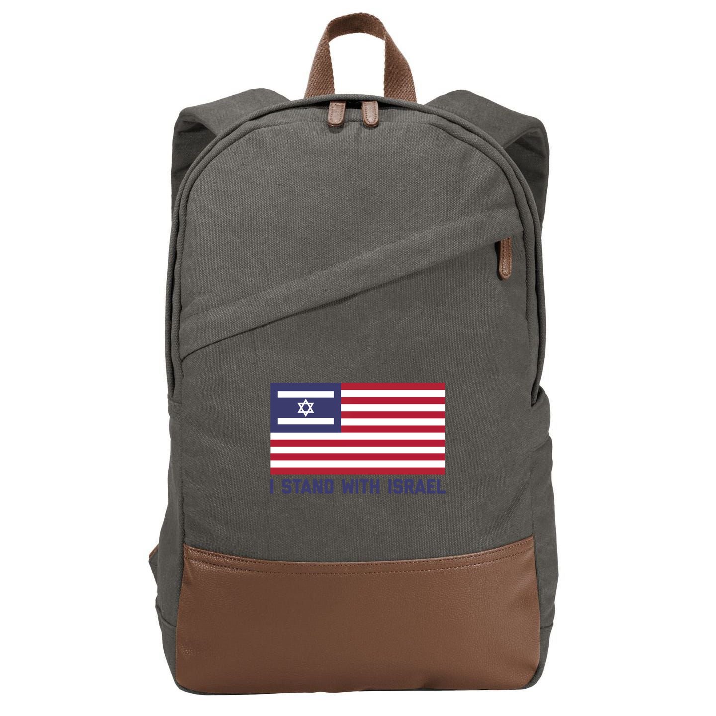 Us Flag Israeli Flag I Stand With Israel Gift Cotton Canvas Backpack