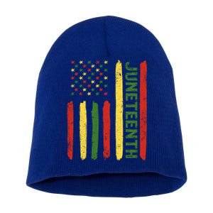 Usa Flag Juneteenth Independence African Melanin Freedom Day Gift Short Acrylic Beanie