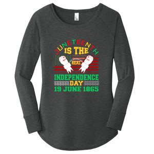 US Flag Juneteenth Is The Real Independence Day 19 June 1865 Women's Perfect Tri Tunic Long Sleeve Shirt