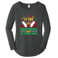 US Flag Juneteenth Is The Real Independence Day 19 June 1865 Women's Perfect Tri Tunic Long Sleeve Shirt