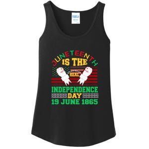 US Flag Juneteenth Is The Real Independence Day 19 June 1865 Ladies Essential Tank