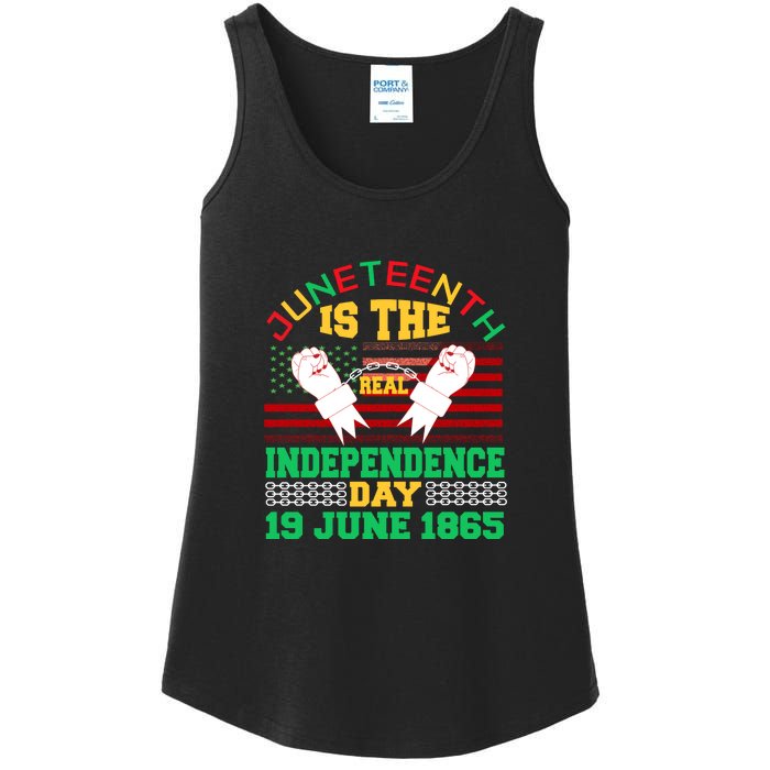 US Flag Juneteenth Is The Real Independence Day 19 June 1865 Ladies Essential Tank