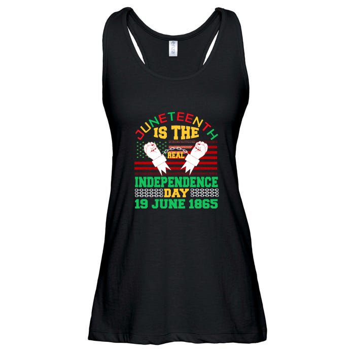 US Flag Juneteenth Is The Real Independence Day 19 June 1865 Ladies Essential Flowy Tank