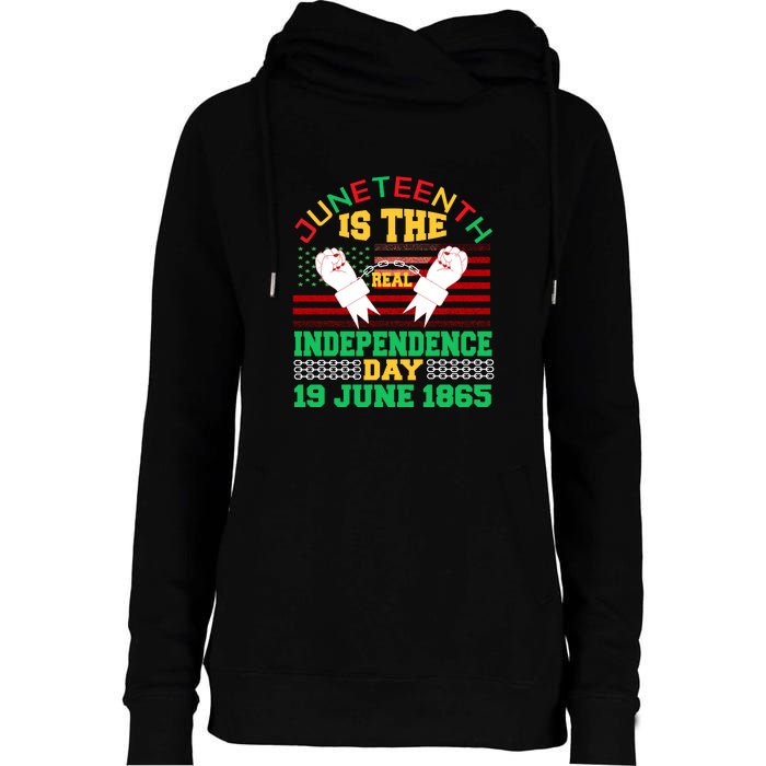 US Flag Juneteenth Is The Real Independence Day 19 June 1865 Womens Funnel Neck Pullover Hood