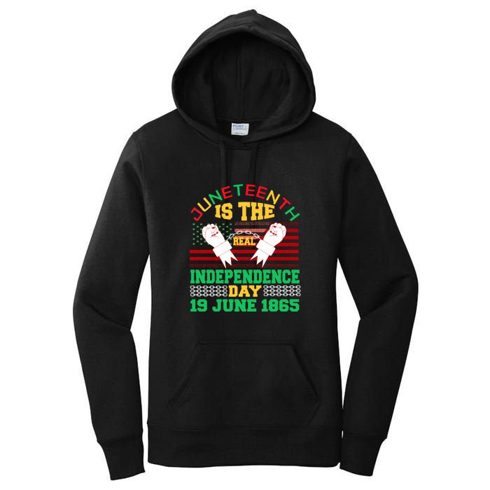 US Flag Juneteenth Is The Real Independence Day 19 June 1865 Women's Pullover Hoodie