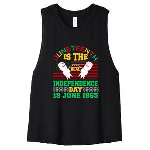 US Flag Juneteenth Is The Real Independence Day 19 June 1865 Women's Racerback Cropped Tank