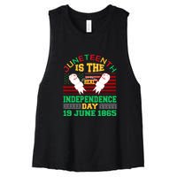 US Flag Juneteenth Is The Real Independence Day 19 June 1865 Women's Racerback Cropped Tank