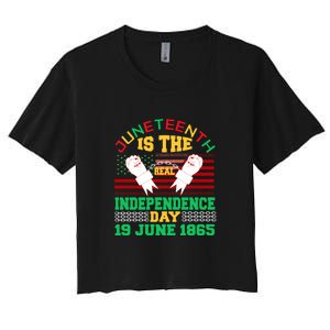 US Flag Juneteenth Is The Real Independence Day 19 June 1865 Women's Crop Top Tee