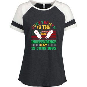 US Flag Juneteenth Is The Real Independence Day 19 June 1865 Enza Ladies Jersey Colorblock Tee