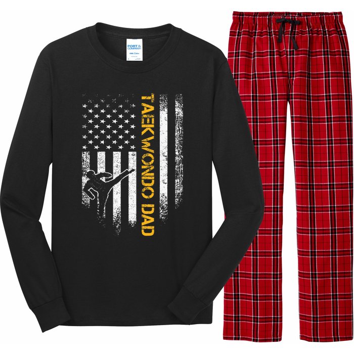 USA Flag Korea Taekwondo Training Dad Long Sleeve Pajama Set