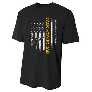 USA Flag Korea Taekwondo Training Dad Performance Sprint T-Shirt