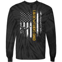 USA Flag Korea Taekwondo Training Dad Tie-Dye Long Sleeve Shirt