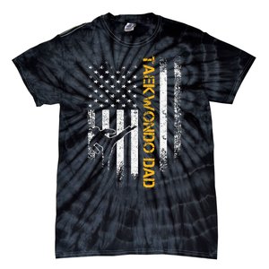 USA Flag Korea Taekwondo Training Dad Tie-Dye T-Shirt