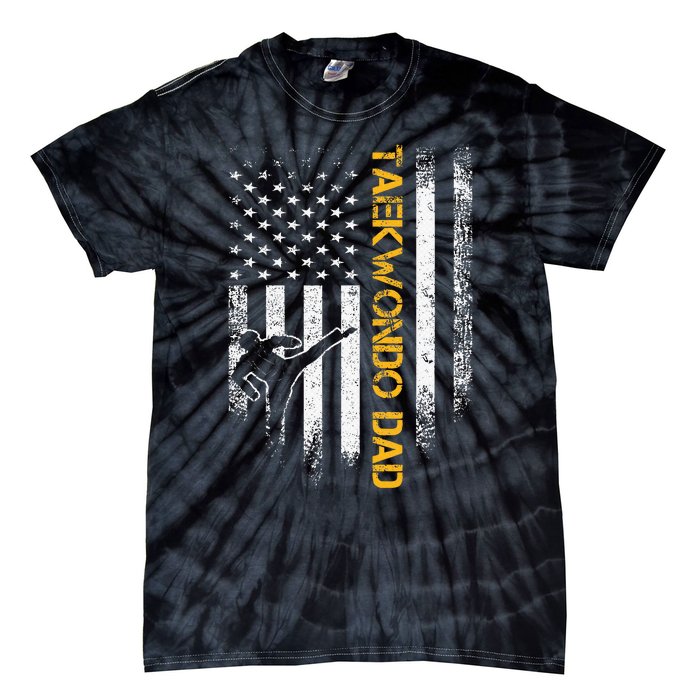 USA Flag Korea Taekwondo Training Dad Tie-Dye T-Shirt