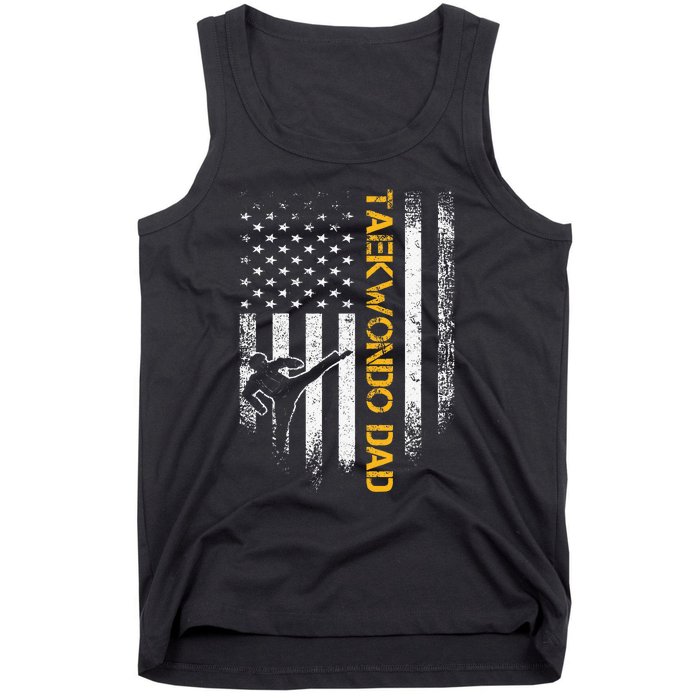 USA Flag Korea Taekwondo Training Dad Tank Top