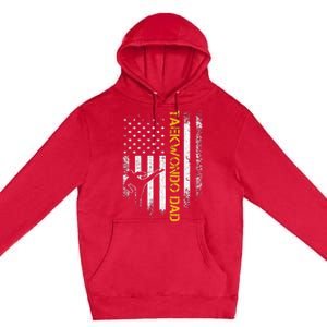 USA Flag Korea Taekwondo Training Dad Premium Pullover Hoodie