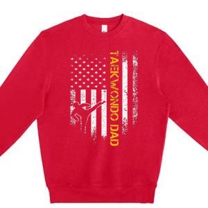 USA Flag Korea Taekwondo Training Dad Premium Crewneck Sweatshirt