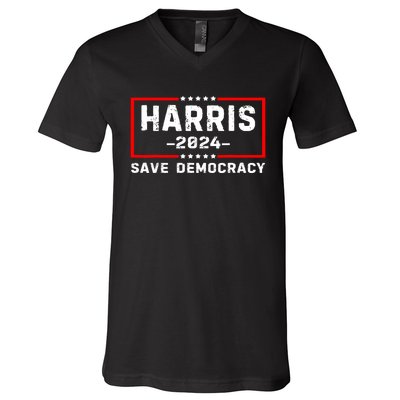 Us Flag Kamala Harris Harris 2024 Democratic President Gift V-Neck T-Shirt