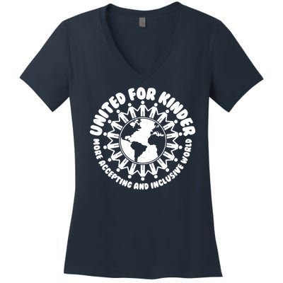 United For Kinder More Accepting And Inclusive World Be Kind Women's V-Neck T-Shirt