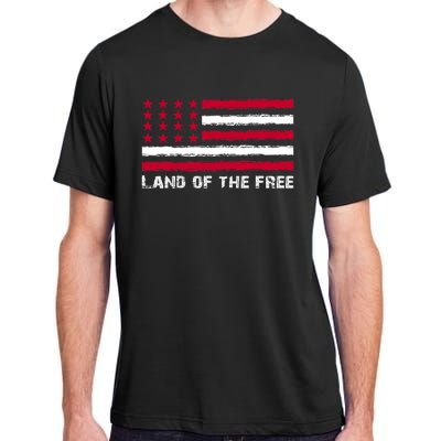 Us Flag Land Of The Free America 4th Of July Adult ChromaSoft Performance T-Shirt