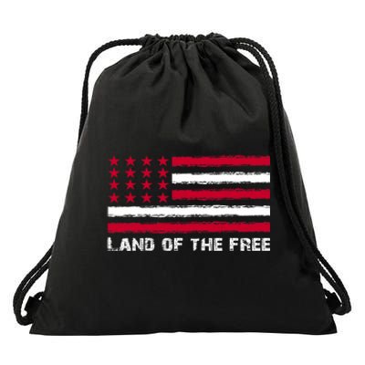 Us Flag Land Of The Free America 4th Of July Drawstring Bag