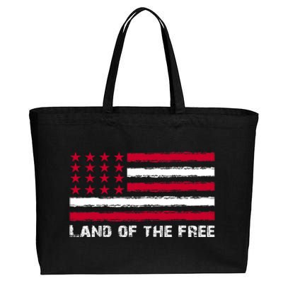 Us Flag Land Of The Free America 4th Of July Cotton Canvas Jumbo Tote