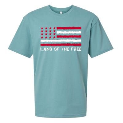 Us Flag Land Of The Free America 4th Of July Sueded Cloud Jersey T-Shirt