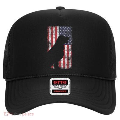 Usa Flag Labrador High Crown Mesh Back Trucker Hat