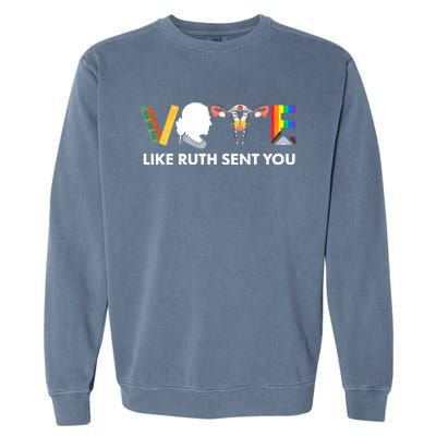 Uterus Feminist Lgbt Vote Like Ruth Sent You Garment-Dyed Sweatshirt