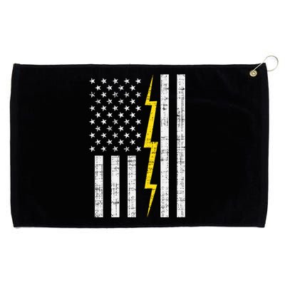 Us Flag Lightning Bolt Vintage Patriotic Electrician Gift Grommeted Golf Towel