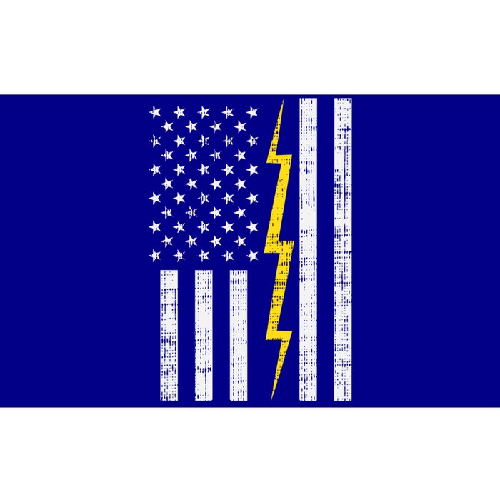 Us Flag Lightning Bolt Vintage Patriotic Electrician Gift Bumper Sticker