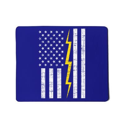 Us Flag Lightning Bolt Vintage Patriotic Electrician Gift Mousepad