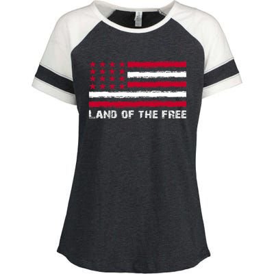 Us Flag Land Of The Free America 4th Of July Enza Ladies Jersey Colorblock Tee