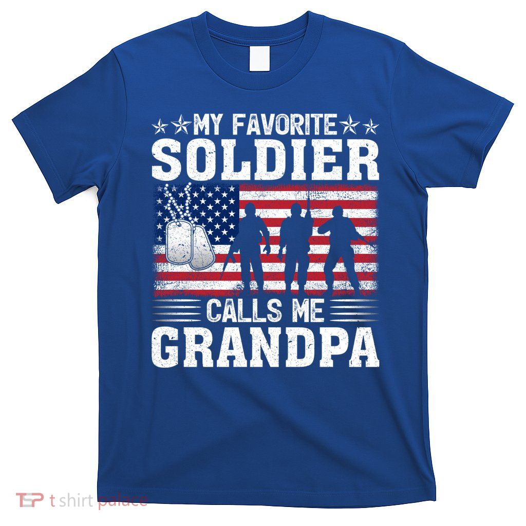 Usa Flag My Soldier Calls Me Grandpa Army Father's Day Gift T-Shirt