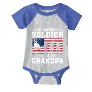 Usa Flag My Soldier Calls Me Grandpa Army Father's Day Gift Infant Baby Jersey Bodysuit