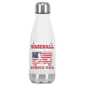 Usa Flag My Favorite Baseball Player Calls Me Single Dad Meaningful Gift Stainless Steel Insulated Water Bottle