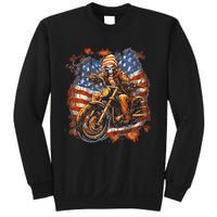 Us Flag Motorcycle Skeleton Biker Sweatshirt