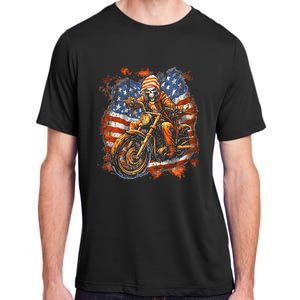 Us Flag Motorcycle Skeleton Biker Adult ChromaSoft Performance T-Shirt